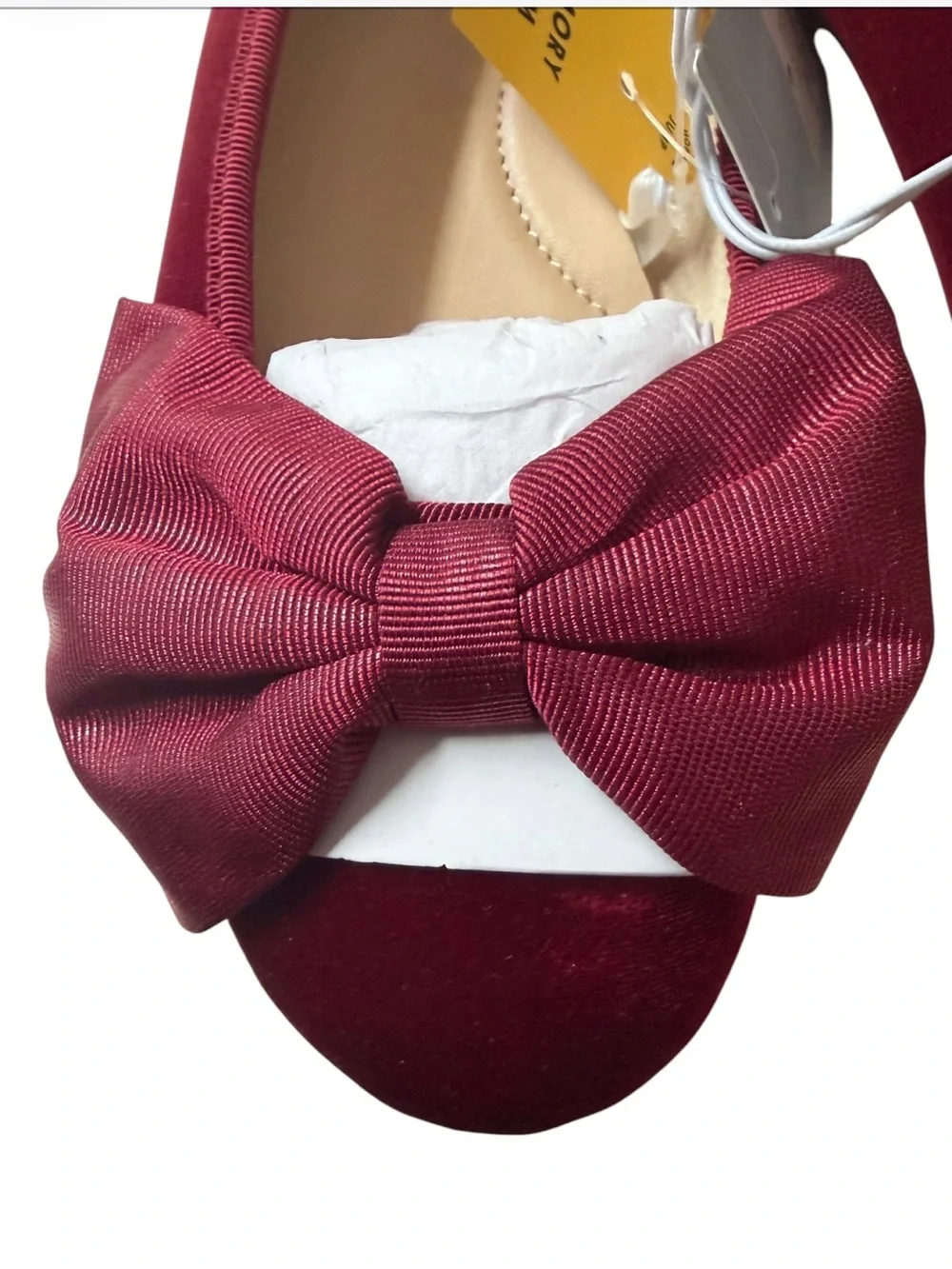 Cat & Jack Perla Burgundy Velvet Bow Ballet Flats NWT Size 3